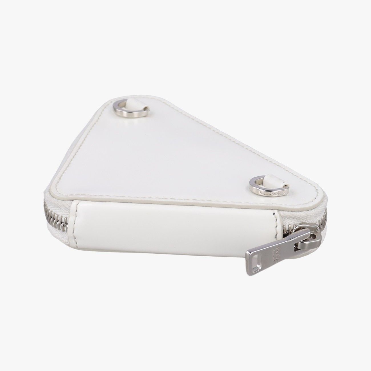 Prada Triangle Chain Pouch White Leather — view 6