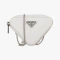 Prada Triangle Chain Pouch White Leather