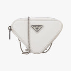 Prada Triangle Chain Pouch White Leather