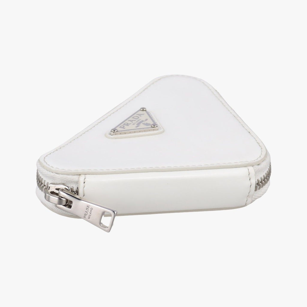 Prada Triangle Chain Pouch White Leather — view 5