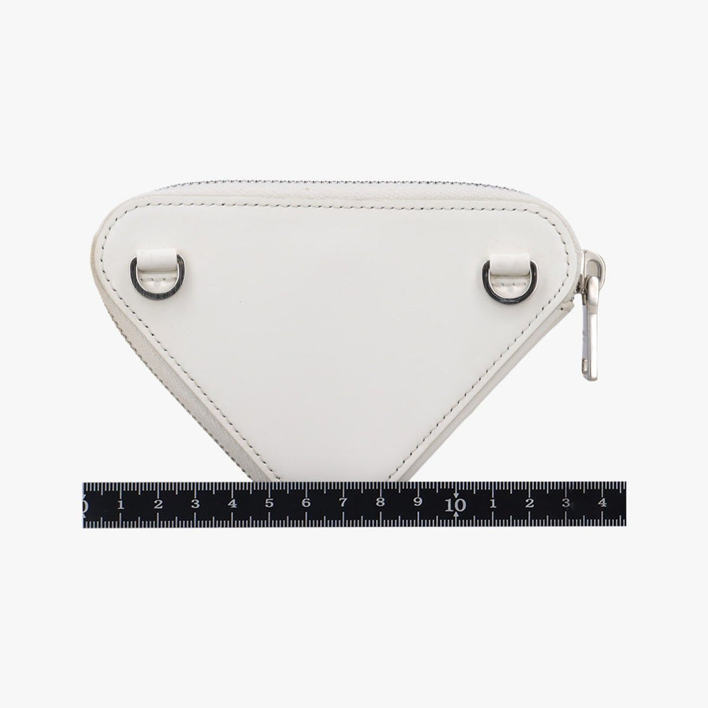 Prada Triangle Chain Pouch White Leather — view 2