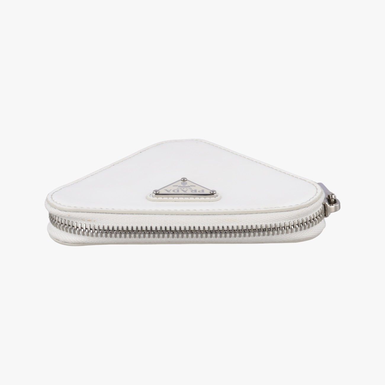 Prada Triangle Chain Pouch White Leather — view 8