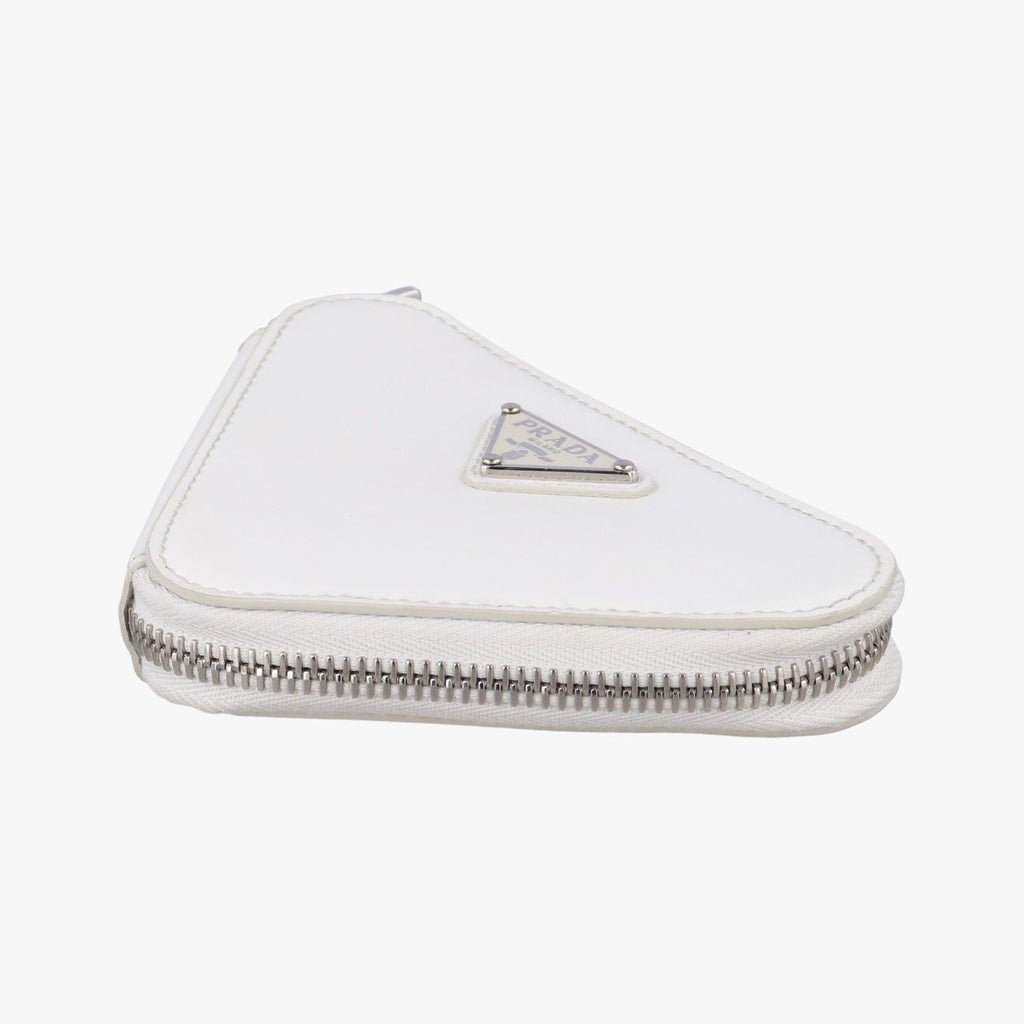 Prada Triangle Chain Pouch White Leather — view 4