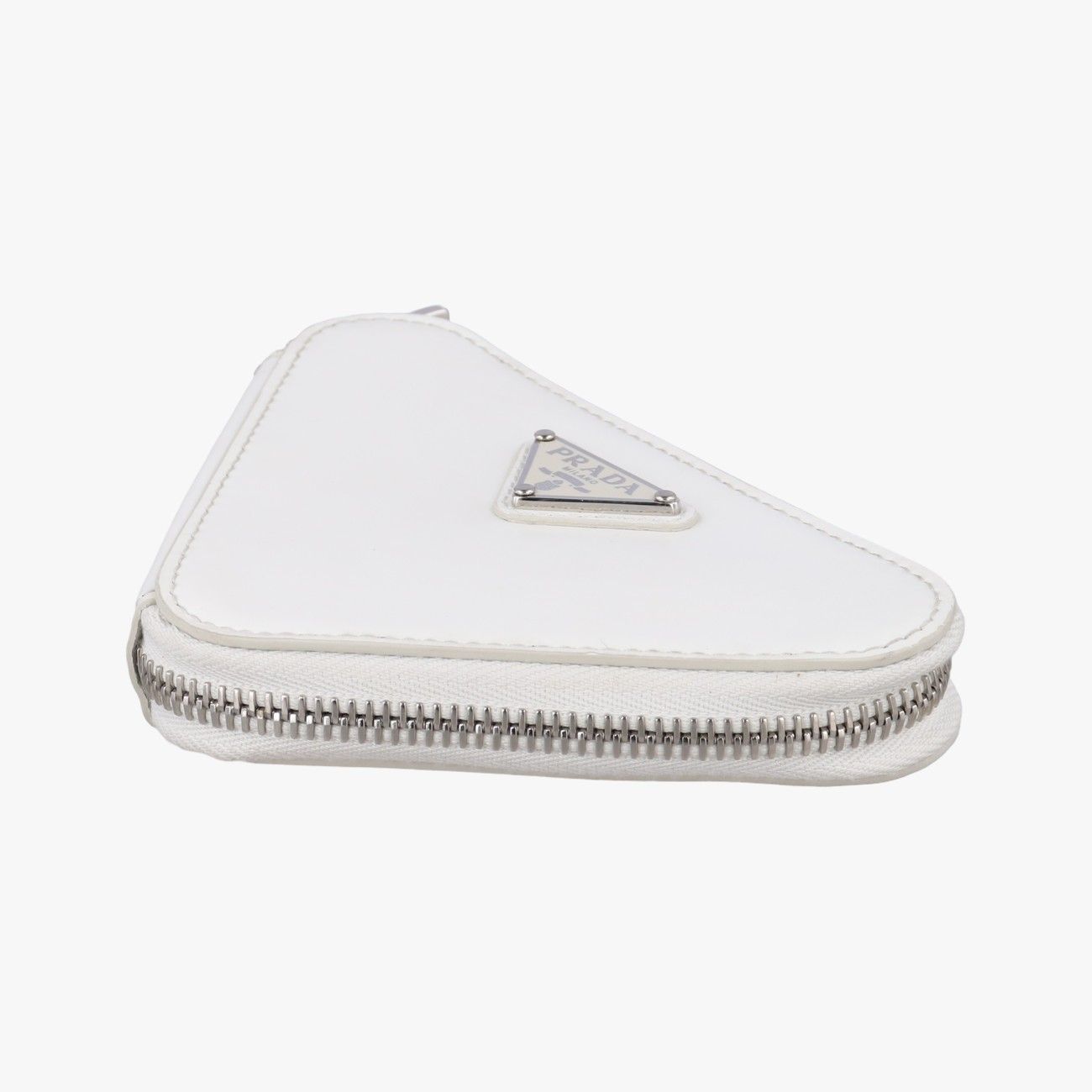 Prada Triangle Chain Pouch White Leather — view 4