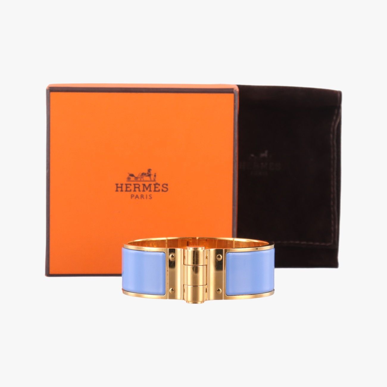 Hermes Clic Clac Blue Gold Bracelet — view 4