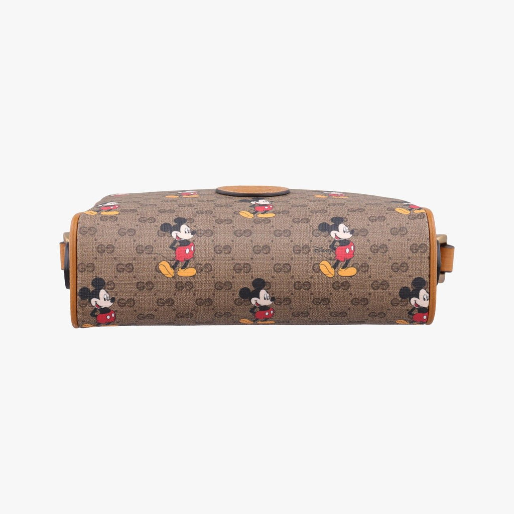 Gucci Mickey Mouse Disney Collaboration Brown Canvas Leather Shoulder — view 3