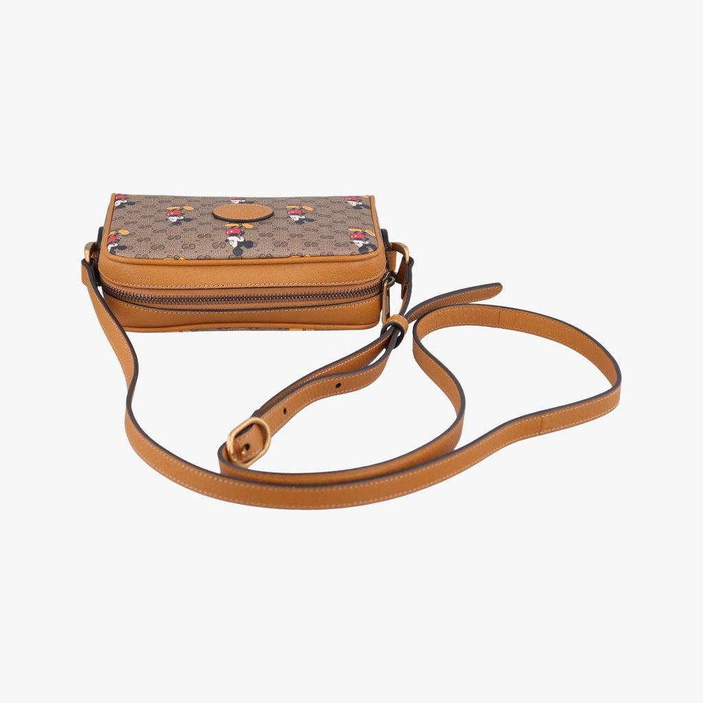 Gucci Mickey Mouse Disney Collaboration Brown Canvas Leather Shoulder — view 8