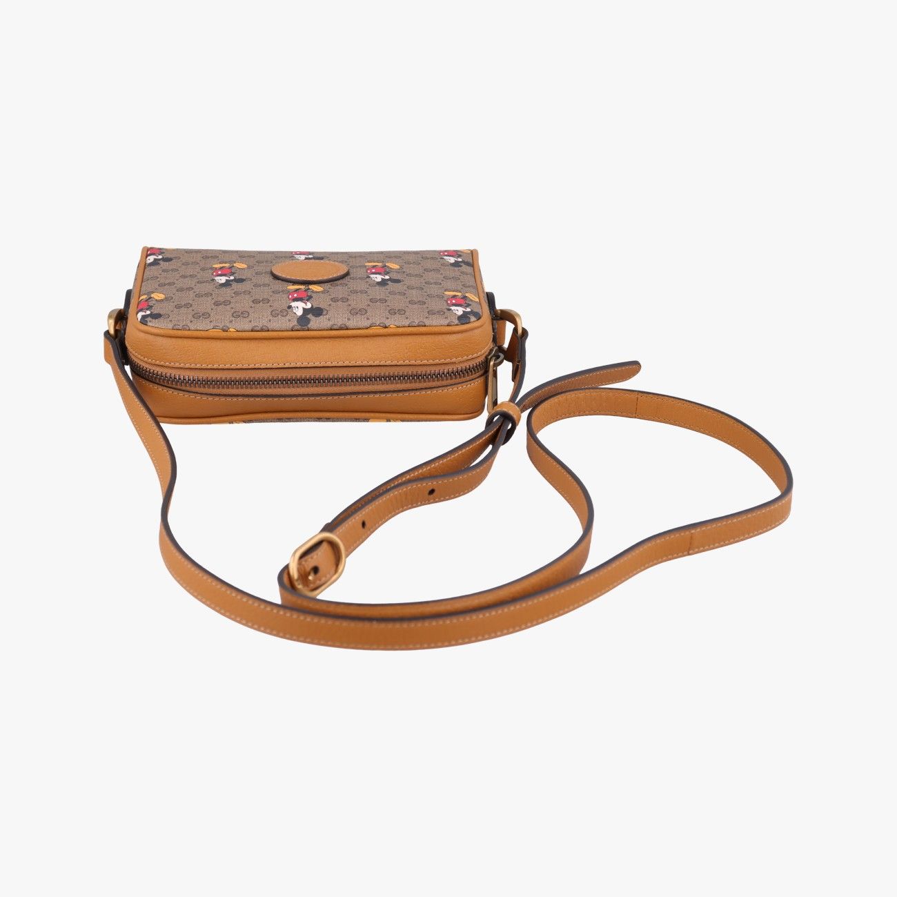 Gucci Mickey Mouse Disney Collaboration Brown Canvas Leather Shoulder — view 8