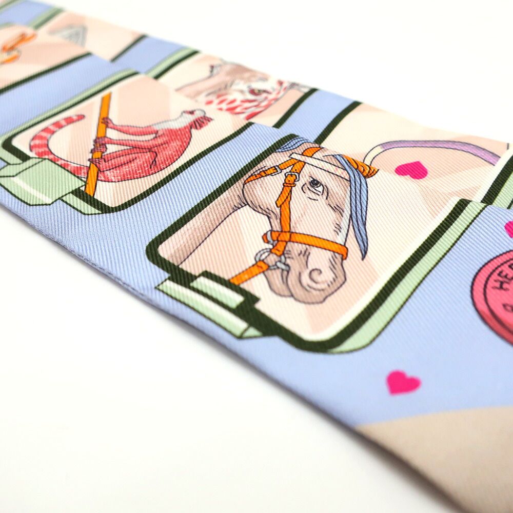 Hermes Heaven Tsuiri Scarf Story Blue Pale Rose — view 8