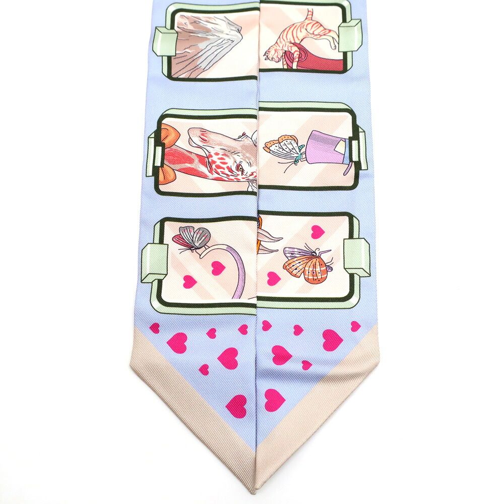 Hermes Heaven Tsuiri Scarf Story Blue Pale Rose — view 4