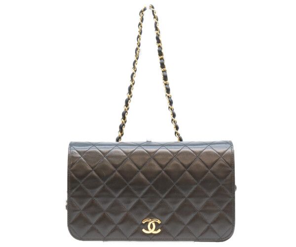 Chanel Black Lamb Full Flap Push Lock Quilted 23