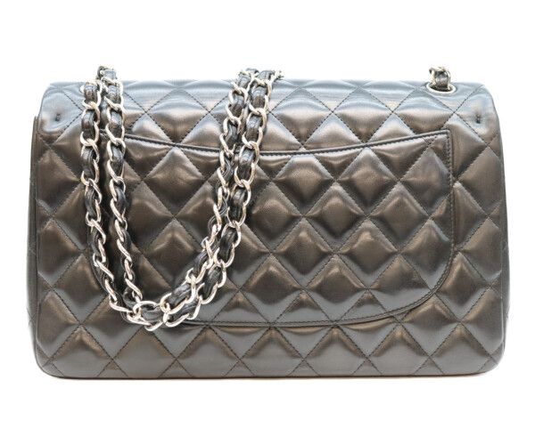 Chanel Black Lamb Silver Double Flap Maxi Quilted 30 — view 3