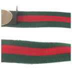 Gucci Sherry Line 85 Green Red Silver Cotton Belt — view 8