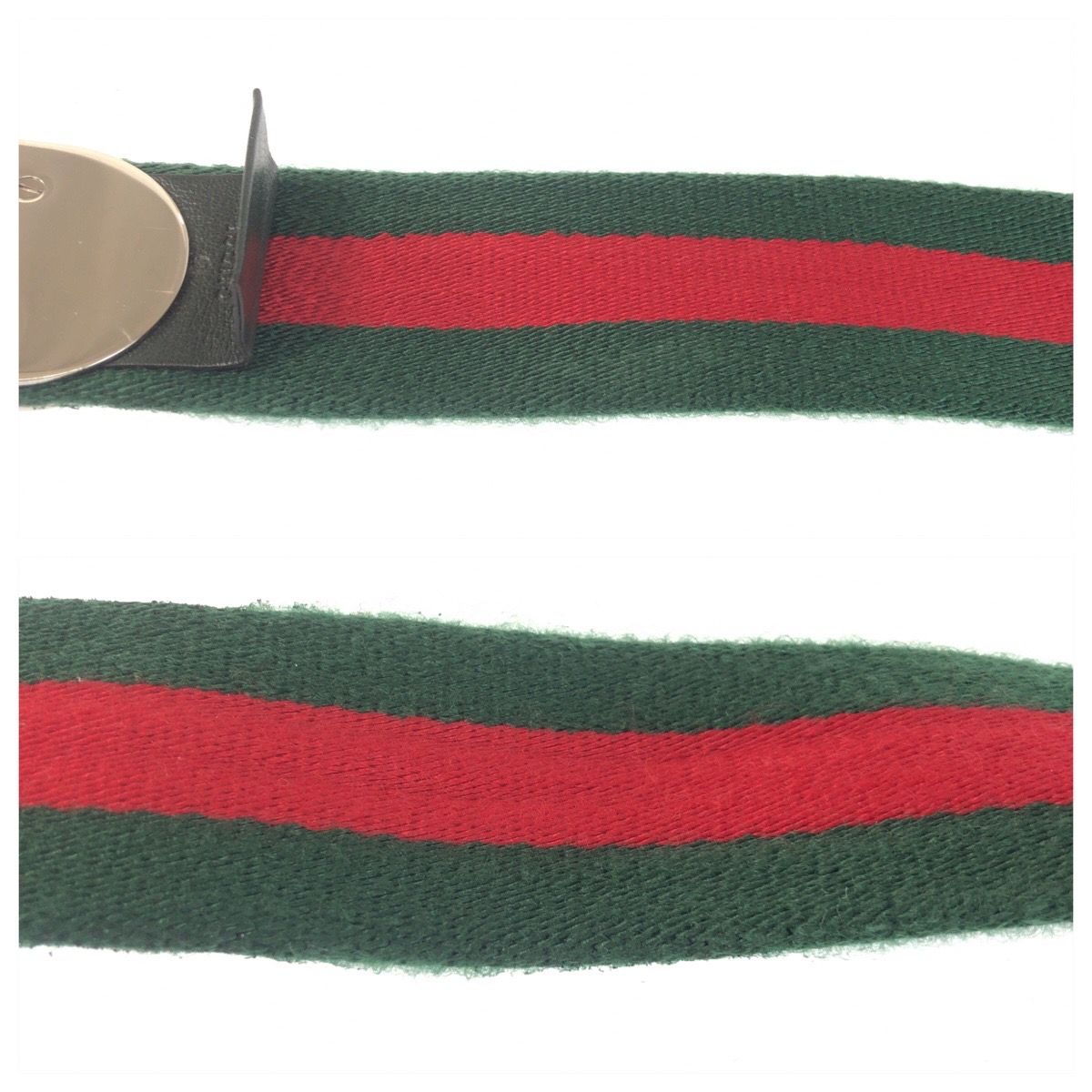 Gucci Sherry Line 85 Green Red Silver Cotton Belt — view 8