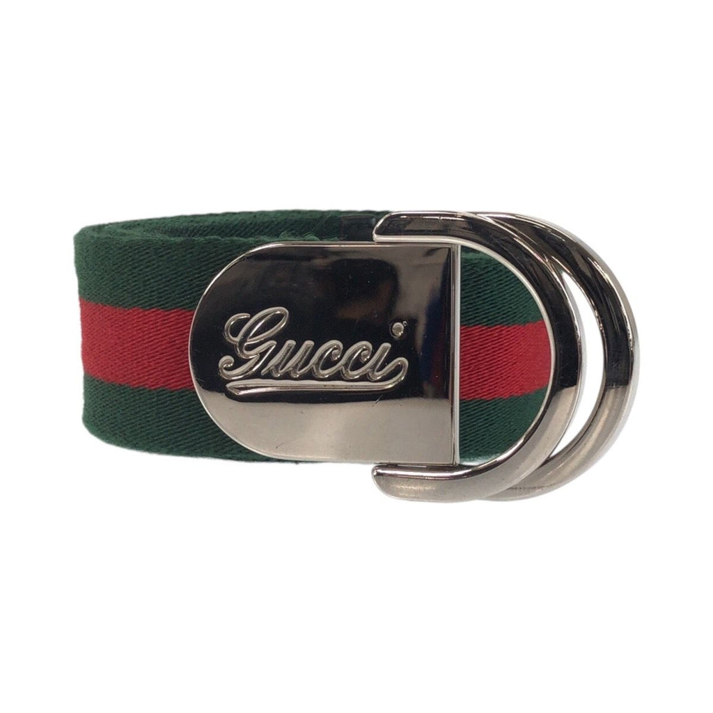 Gucci Sherry Line 85 Green Red Silver Cotton Belt