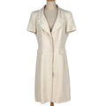 Chanel Logo Button Short Sleeve Dress Silk Ivory