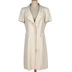 Chanel Logo Button Short Sleeve Dress Silk Ivory