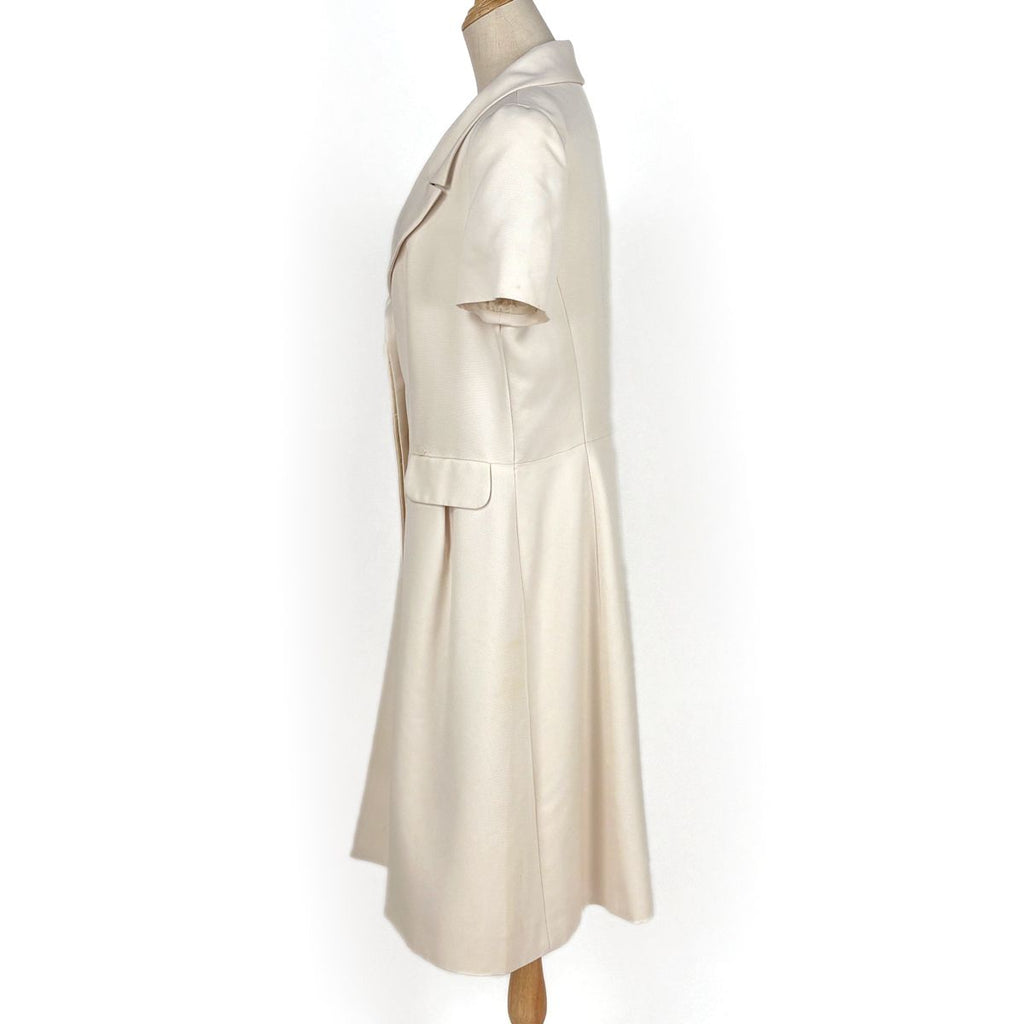 Chanel Logo Button Short Sleeve Dress Silk Ivory — view 2
