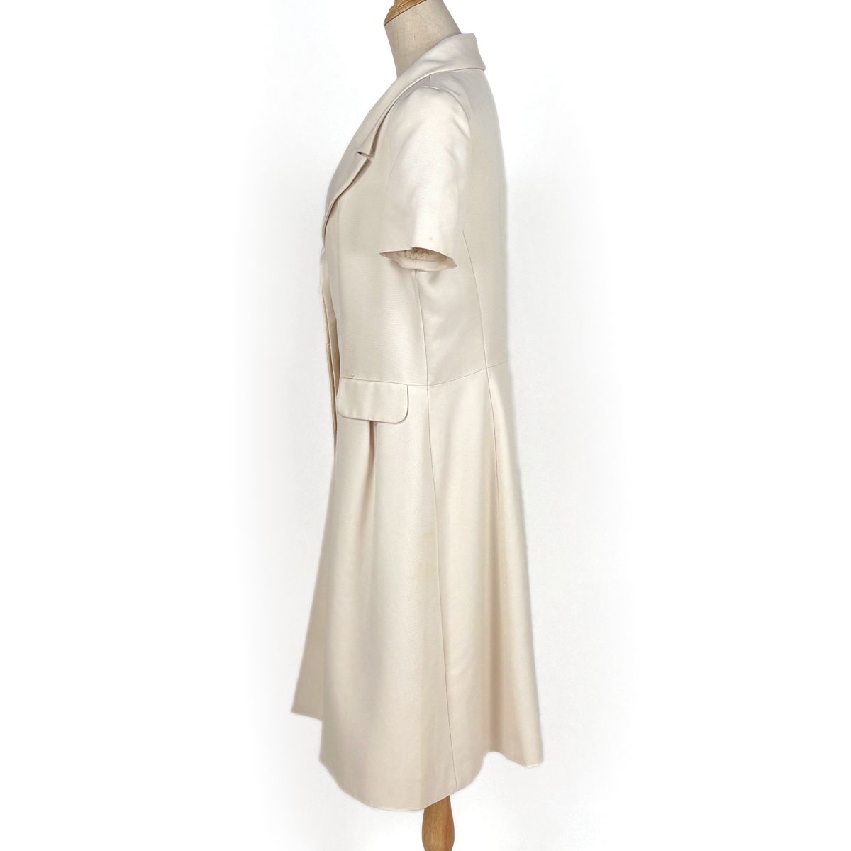 Chanel Logo Button Short Sleeve Dress Silk Ivory — view 2