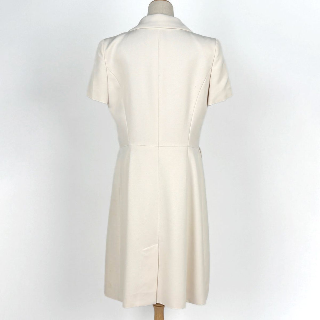 Chanel Logo Button Short Sleeve Dress Silk Ivory — view 3