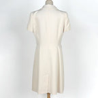 Chanel Logo Button Short Sleeve Dress Silk Ivory — view 3