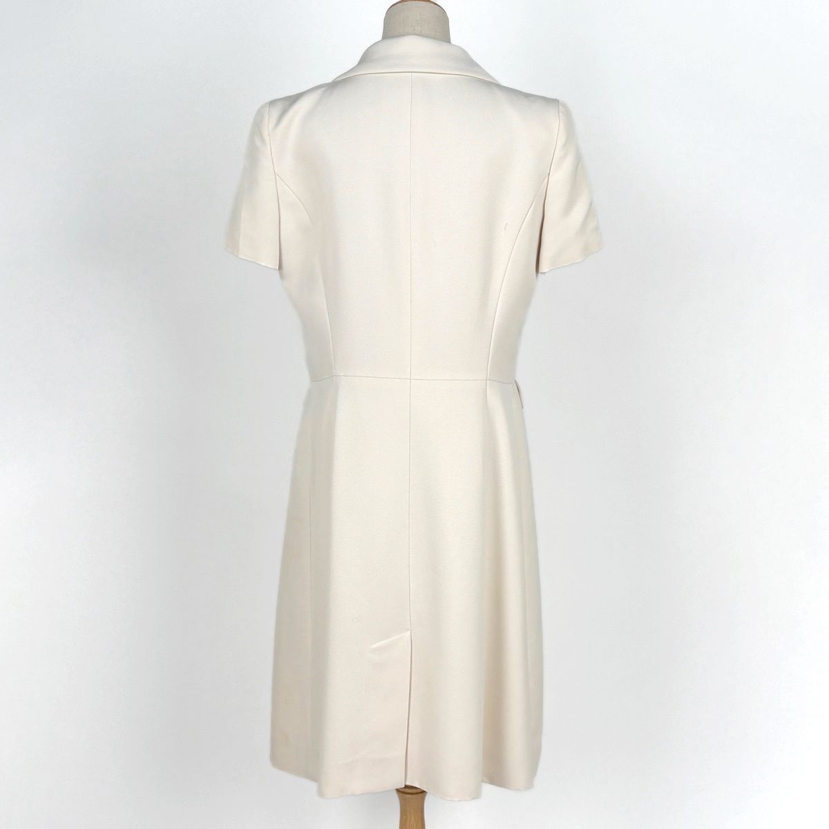 Chanel Logo Button Short Sleeve Dress Silk Ivory — view 3