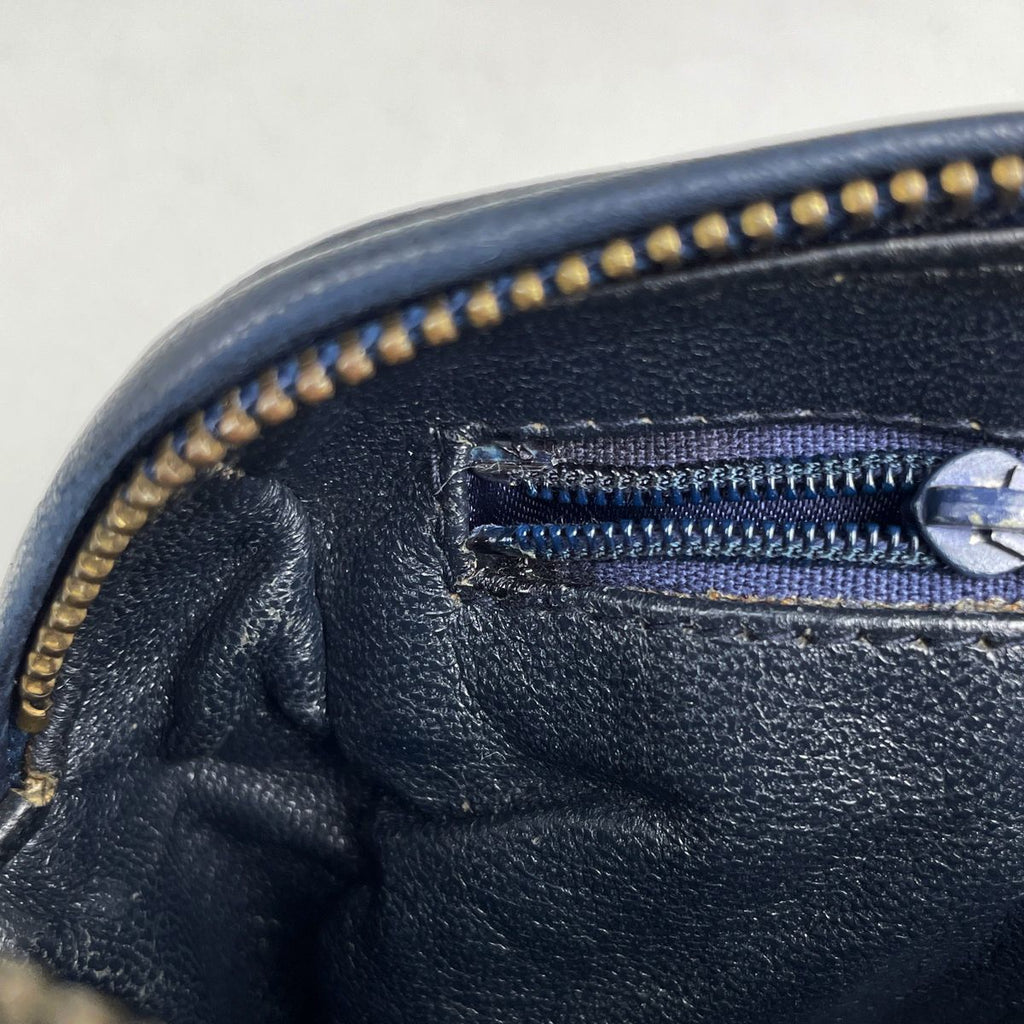 Chanel Shoulder Bag Quilted CC Logo Fringe Leather Navy — view 7