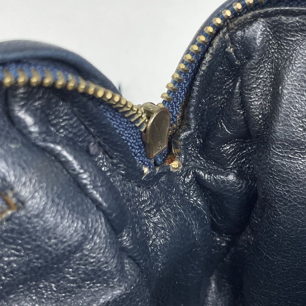 Chanel Shoulder Bag Quilted CC Logo Fringe Leather Navy — view 8