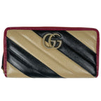 Gucci GG Marmont Zip Around Wallet Double Leather Red Multicolor