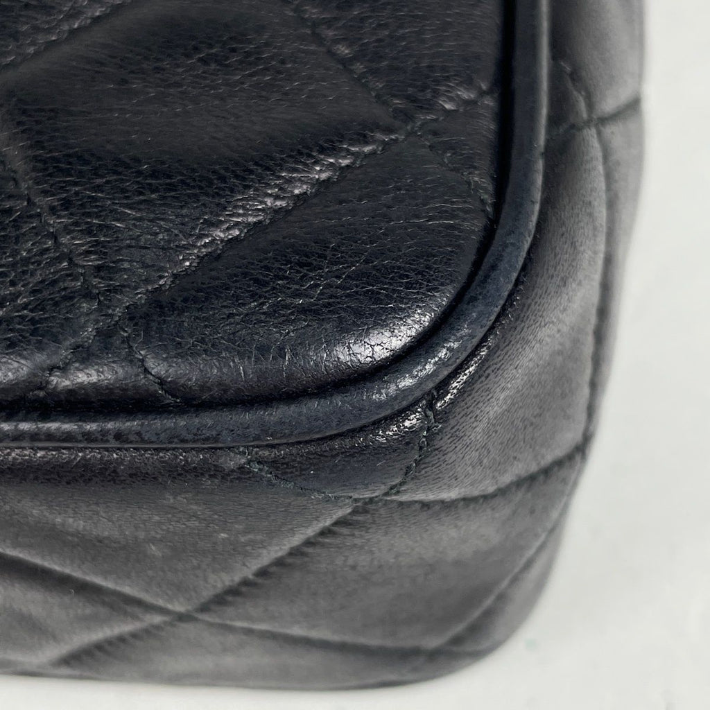 Chanel Shoulder Bag CC Logo Quilted Fringe Tassel Leather Black — view 3