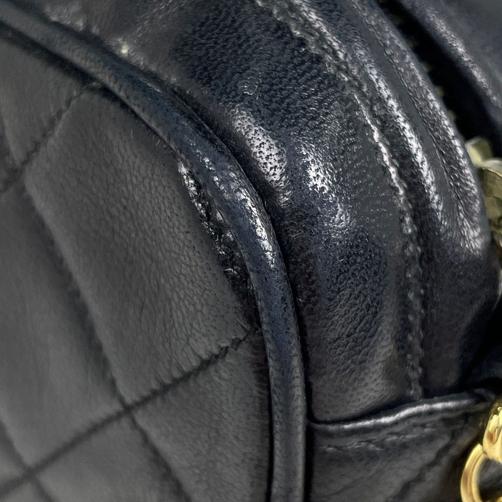 Chanel Shoulder Bag CC Logo Quilted Fringe Tassel Leather Black — view 5