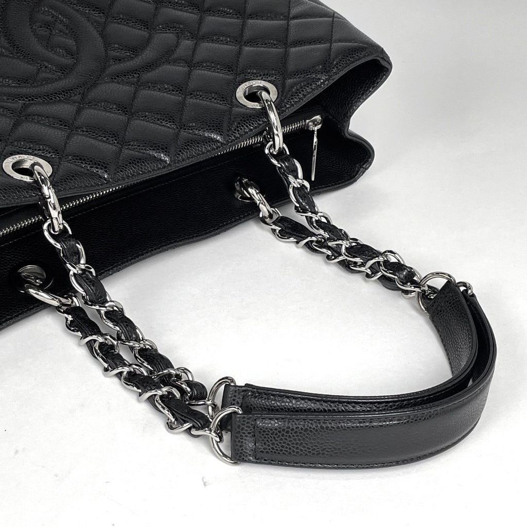 Chanel Tote CC Logo Quilted Grand Shopping GST Caviar Leather Black — view 5