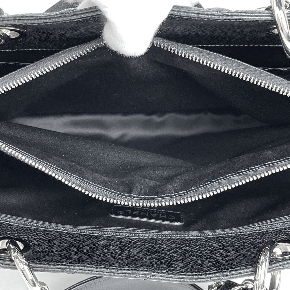 Chanel Tote CC Logo Quilted Grand Shopping GST Caviar Leather Black — view 8