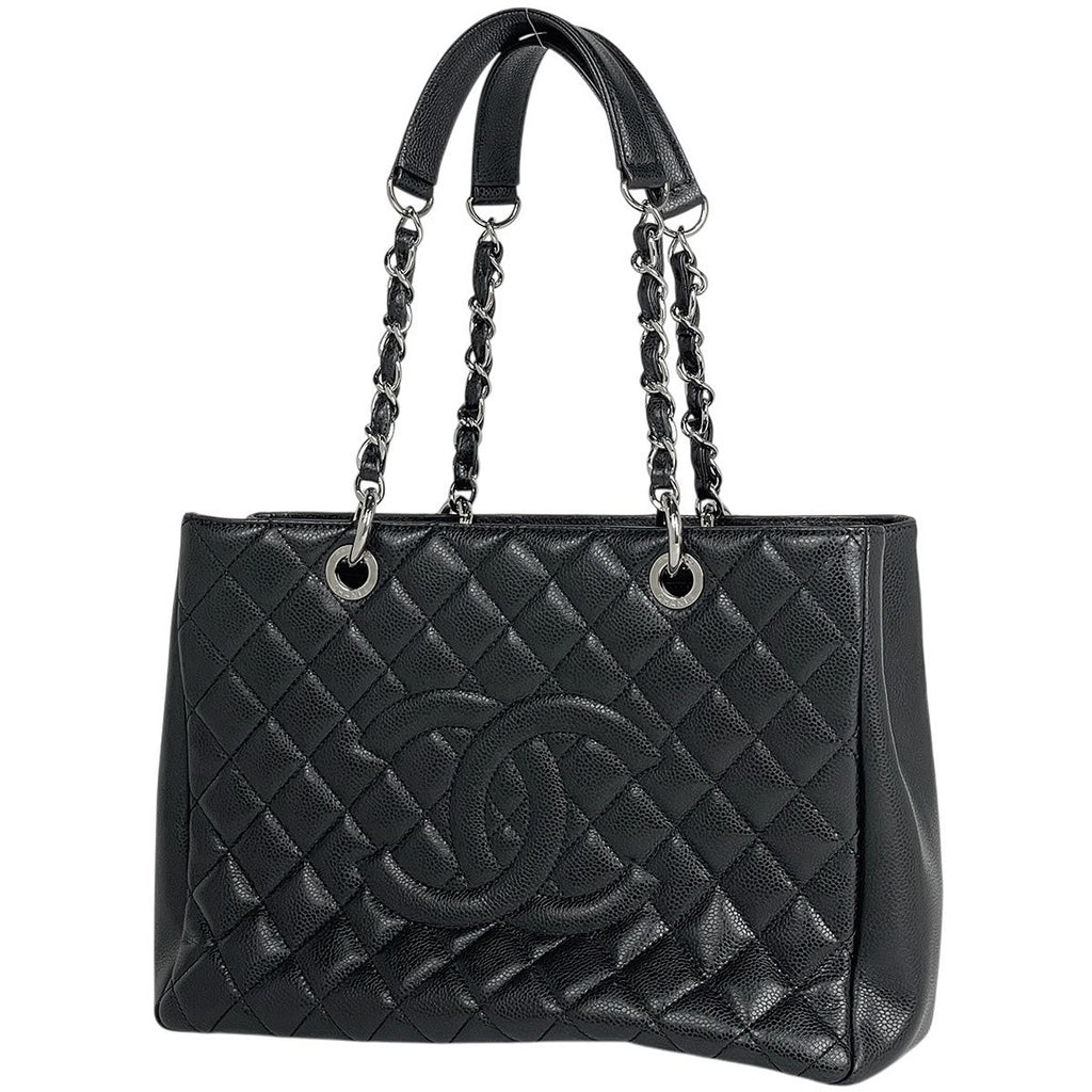 Chanel Tote CC Logo Quilted Grand Shopping GST Caviar Leather Black