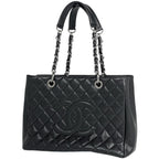 Chanel Tote CC Logo Quilted Grand Shopping GST Caviar Leather Black