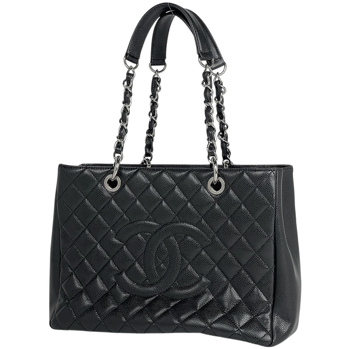 Chanel Tote CC Logo Quilted Grand Shopping GST Caviar Leather Black