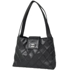 Chanel Tote CC Logo Cosmos Line Leather Black