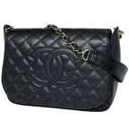 Chanel Shoulder Bag CC Logo Quilted Caviar Leather Black
