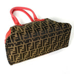 Fendi Etnico Handbag Zucca Pattern Perforated Canvas Brown — view 2