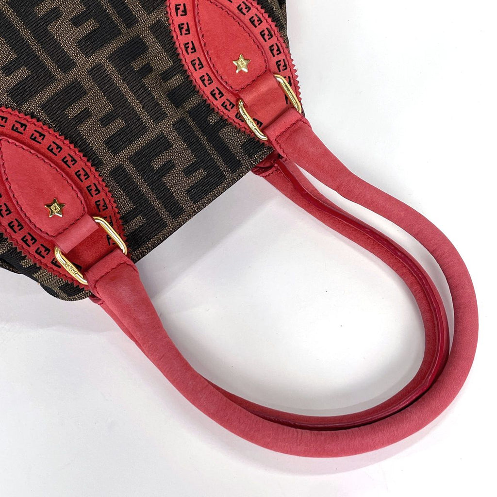 Fendi Etnico Handbag Zucca Pattern Perforated Canvas Brown — view 6