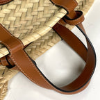 Celine Classic Pannier Tote Basket 2-Way Raffia Natural Brown — view 5