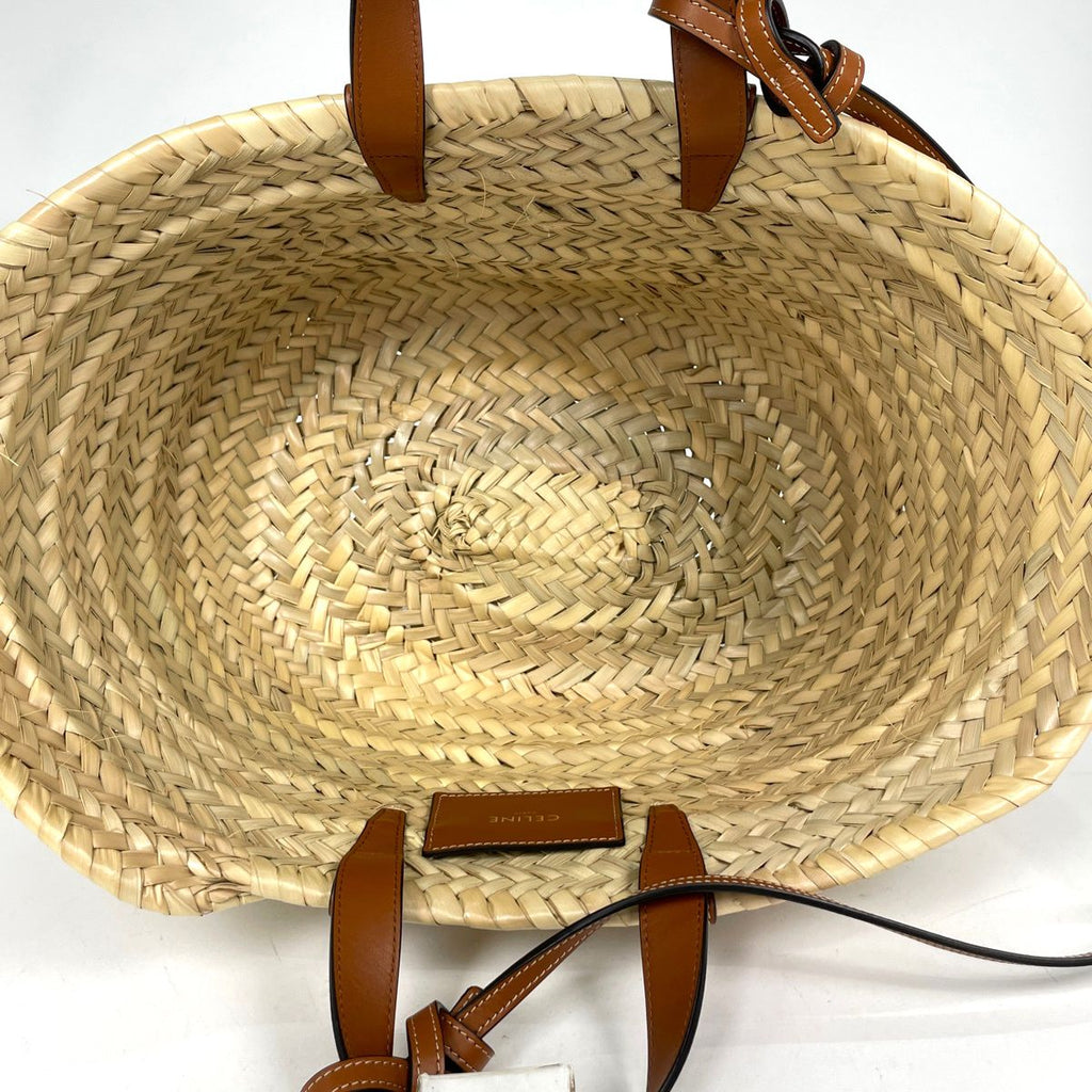 Celine Classic Pannier Tote Basket 2-Way Raffia Natural Brown — view 7