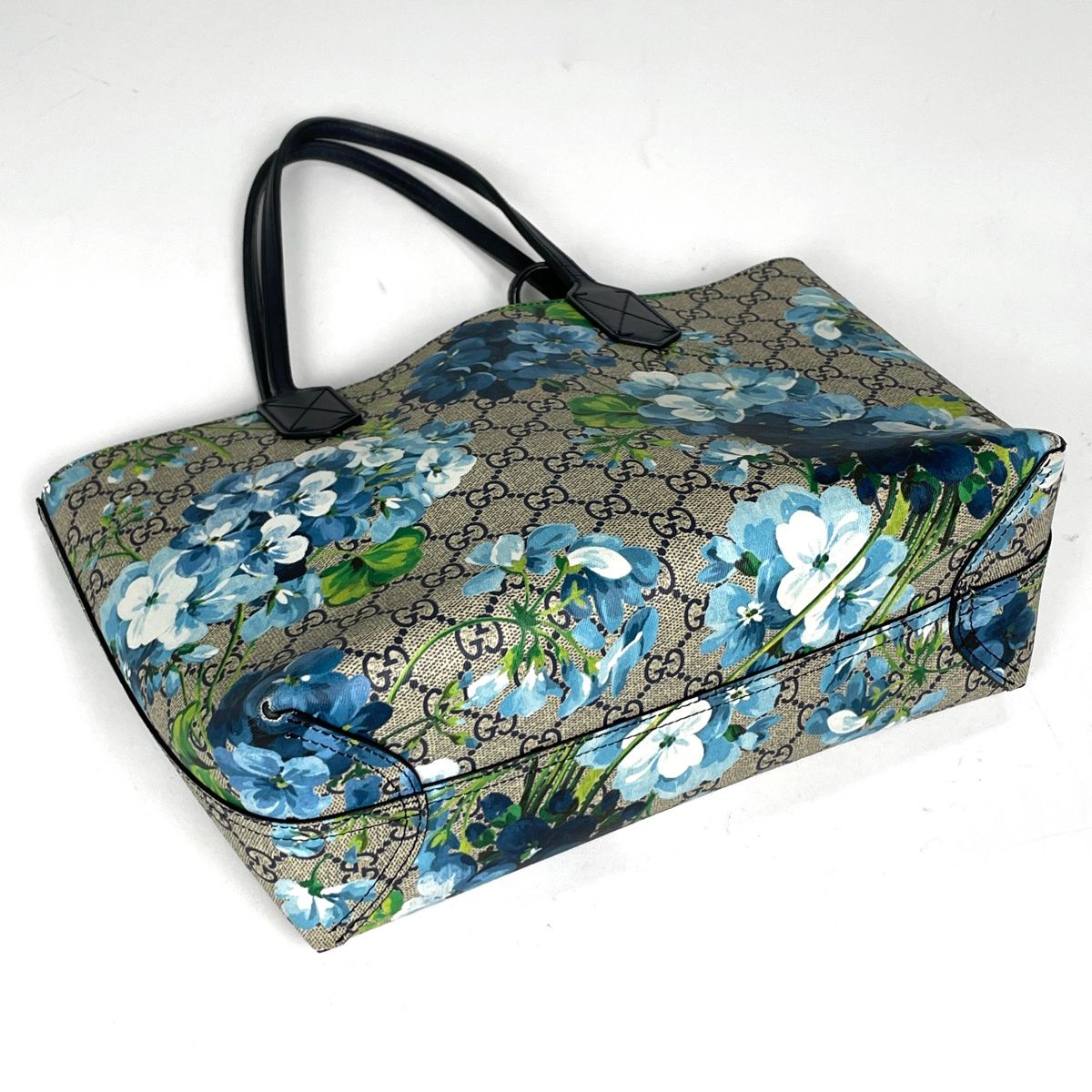 Gucci Tote GG Blue Muss Reversible Floral Pattern Supreme Beige — view 2