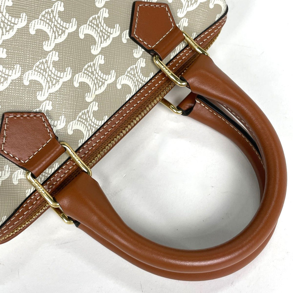 Celine Triomphe Small Boston Handbag 2-Way Beige Brown — view 6