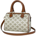 Celine Triomphe Small Boston Handbag 2-Way Beige Brown