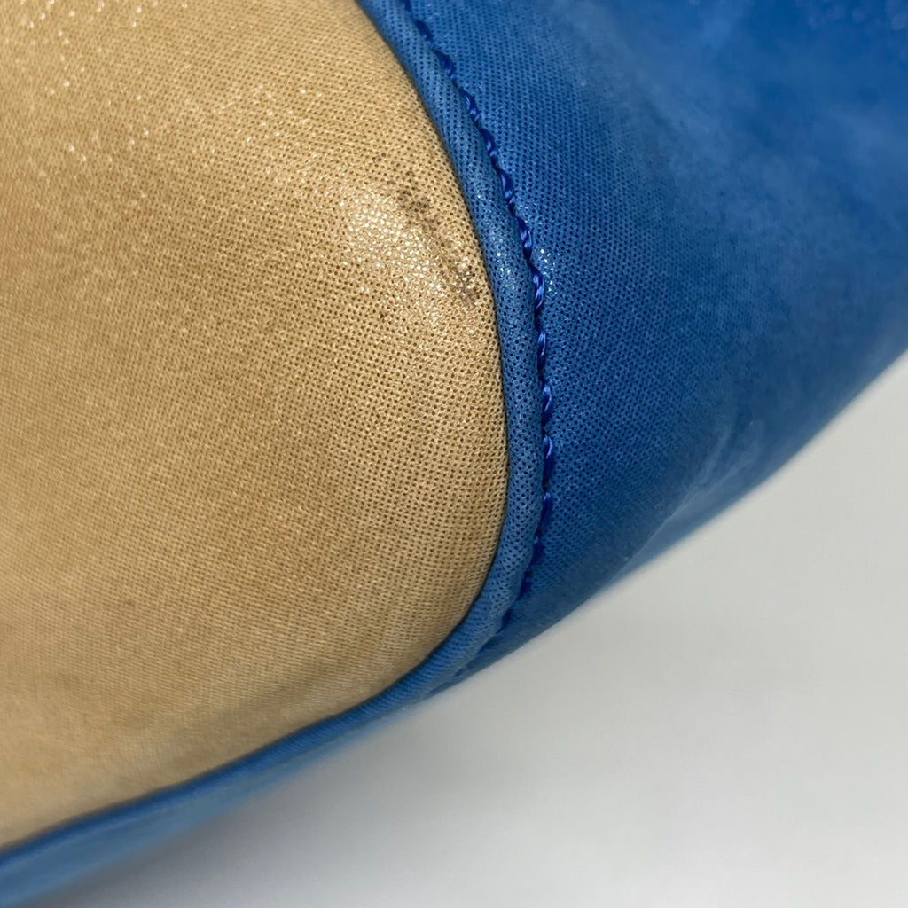 Fendi Shoulder Bag Zucca Logo Leather Blue Beige — view 3