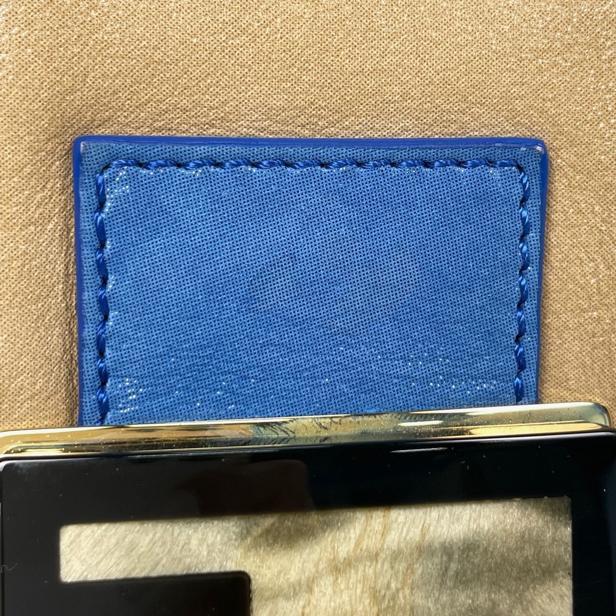 Fendi Shoulder Bag Zucca Logo Leather Blue Beige — view 5