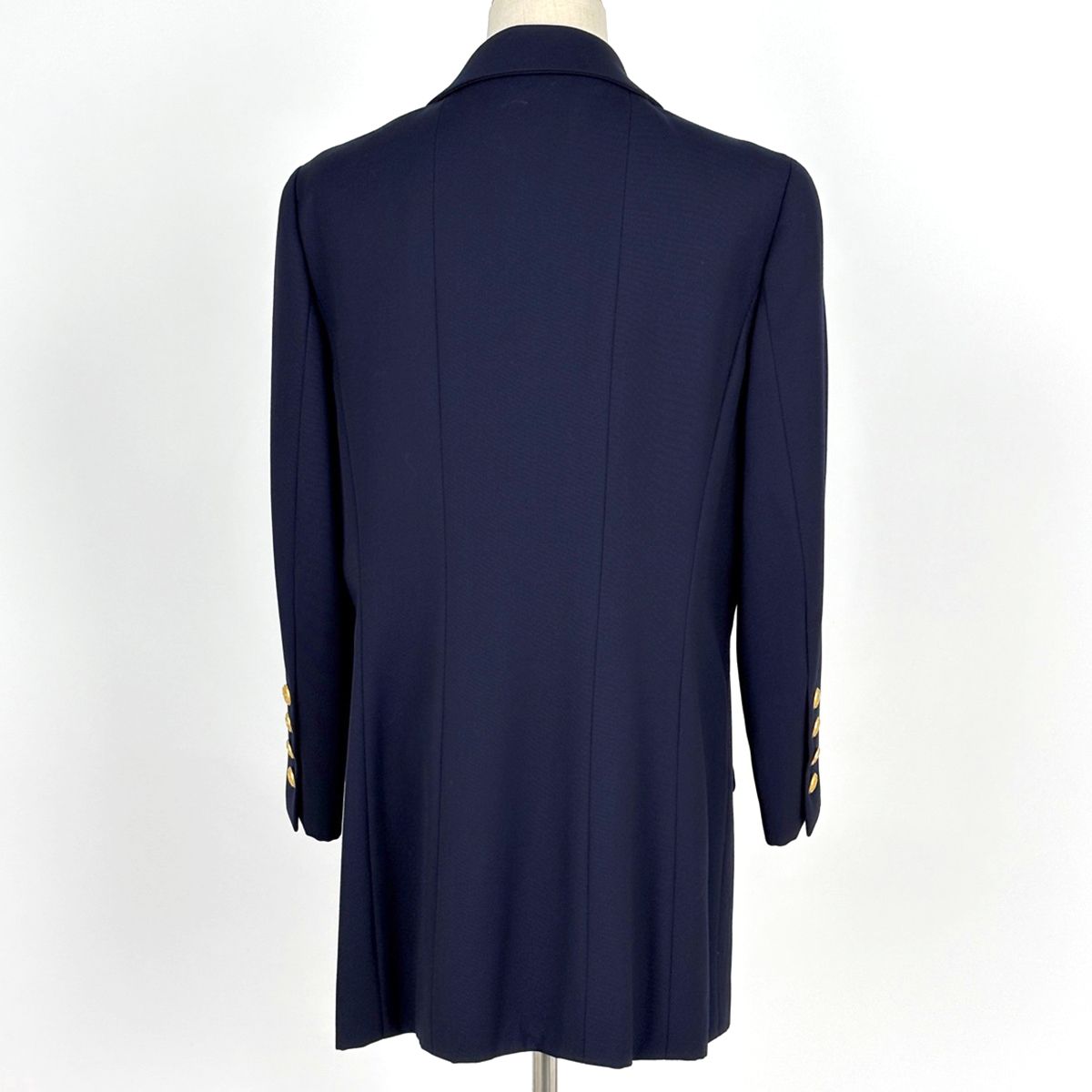 Chanel CC Logo Button Tailored Jacket Outer Wool Navy — view 3