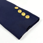 Chanel CC Logo Button Tailored Jacket Outer Wool Navy — view 4