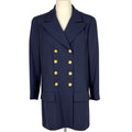 Chanel CC Logo Button Tailored Jacket Outer Wool Navy
